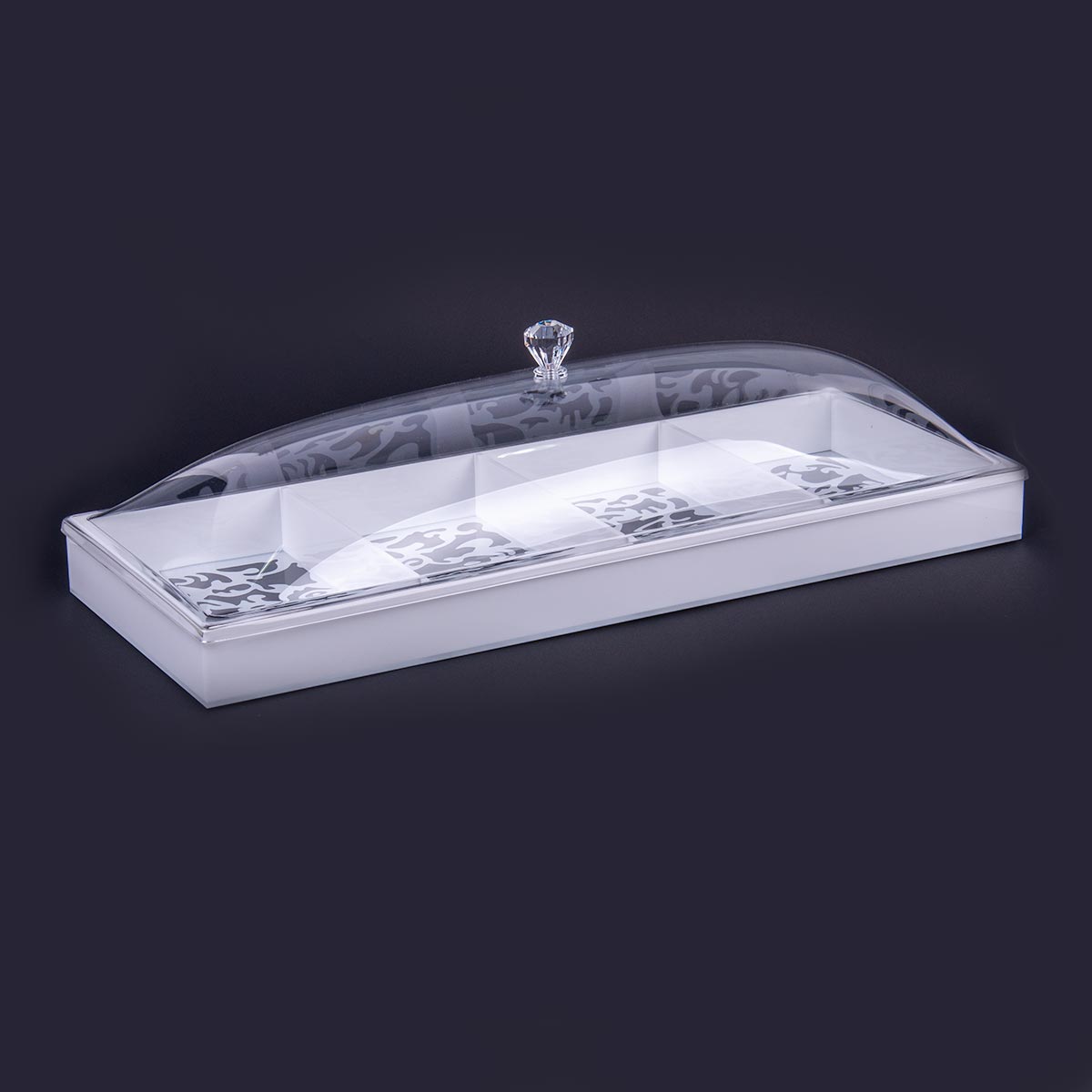صحن اكريلك مقسم بغطاء ابيض 4اقسام موديل J-8030C-4W صحن اكريلك مقسم بغطاء ابيض 4اقسام موديل J-8030C-4W