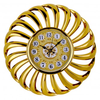 Circular  wall clock  ,  silver - gold color  