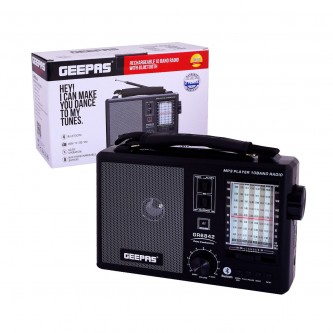 Geepas Rechargeable 10 Band Radio , Black, GR6842