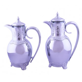 Termes  Set for Tea and Coffee - Yasameen - by Alsaif -Size  1 liter +0.7 liter- Silver Colour with Inscriptions