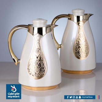   Termes Set " Hoda " for Tea and Coffee -by Alsaif-  size  1 liter + 0.7 liter - golden with Pearly 