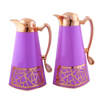 Termes  Set for Tea and Coffee - Naghm- by Alsaif - Size 1 liter +0.75 liter - Pink + Gold