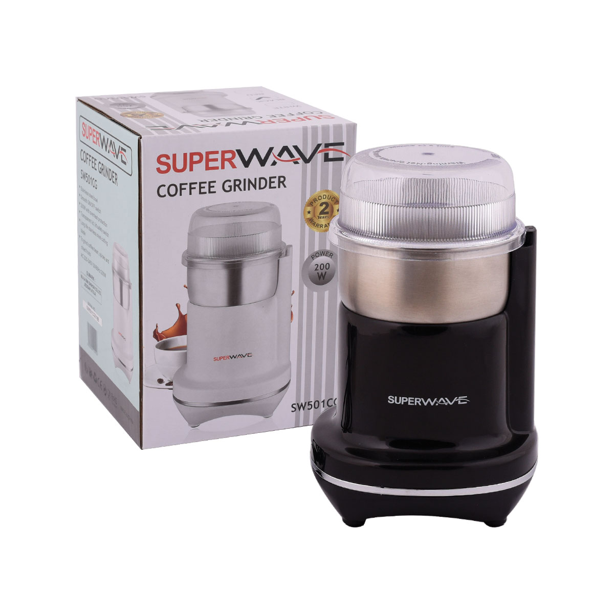 مطحنة قهوة  - SUPER WAVE - لون اسود - 200 واط