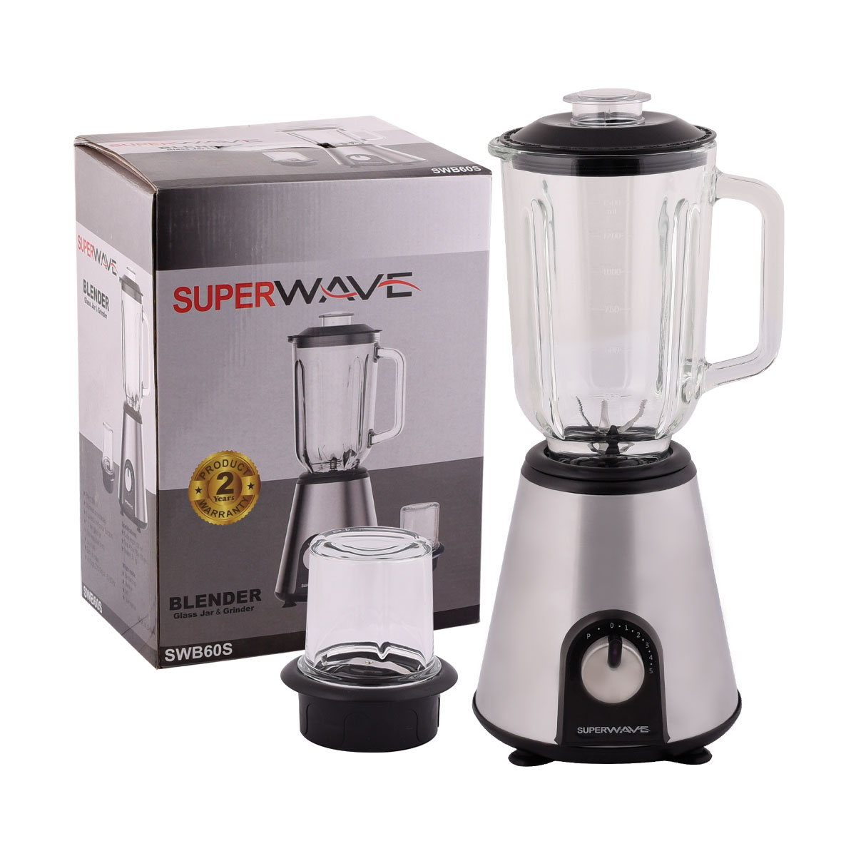 خلاط كهربائي SUPER WAVE - 1*2 - كاس ومطحنة زجاج - 500 وات - SWB60S خلاط كهربائي SUPER WAVE - 1*2 - كاس ومطحنة زجاج - 500 وات - SWB60S