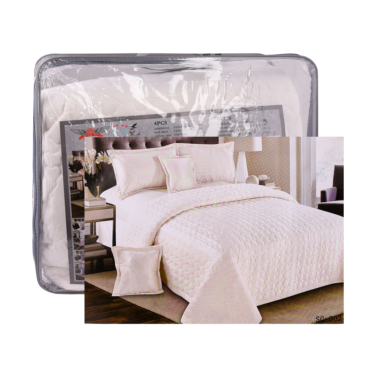 طقم لحاف مفرش سرير مخمل مقلم عدد 6 قطعه - نفرين -25871 طقم لحاف مفرش سرير مخمل مقلم عدد 6 قطعه - نفرين -25871