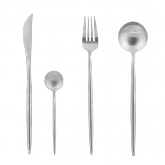  Cutlery Set with Shank and Steel Knife - silver Color  4 Pcs - YM-20643