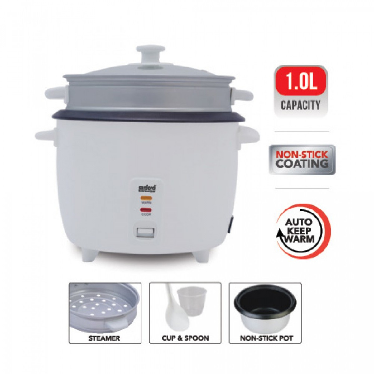 قدر كهربائي لطهي الأرز سعة 1.0 لتر SF2511RC-1.0L BS