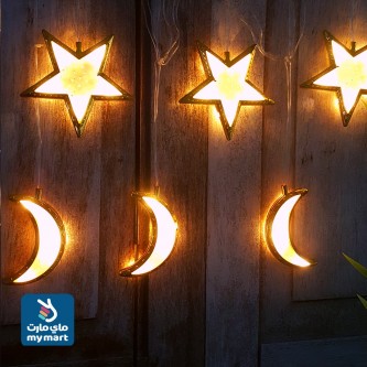 لمبه زينة رمضانية كهربائية شكل هلال ونجمة ذهبي AD-1-578