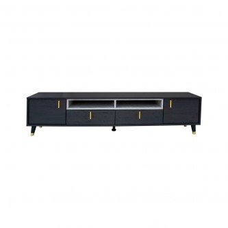 TV table with black wooden shelves, size 180 * 35 * 43 cm, model 9067