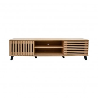 TV table with wooden shelves, beige size 180 * 40 * 50 cm, door with clouds, model 1270405