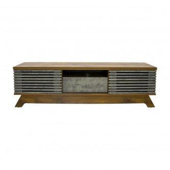 TV table with wooden shelves, brown size 160 * 40 * 47 cm, door with clouds, model 1270411