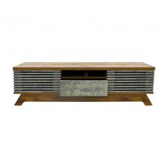 TV table with wooden shelves, brown size 160 * 40 * 47 cm, door with clouds, model 1270411