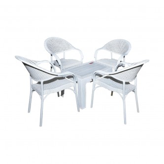 Plastic garden table with 4 chairs, multi-color model 90010079