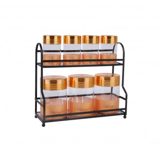 Glass spice jars, two-floor set, colored 7 pieces, No. 900140