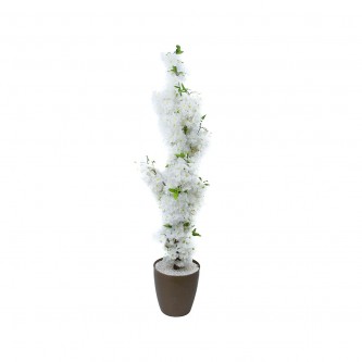 Artificial decorative trees spring flowers white color (height 145 cm) with a base