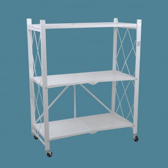 3-tier foldable metal storage rack, white, MF6002023