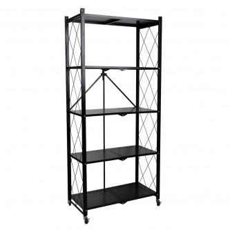 5-tier foldable metal storage rack, black, MF6002026