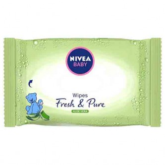 NIVEA, Baby, Wipes, Pure, Fresh, Aloe Vera, 63 Wipes