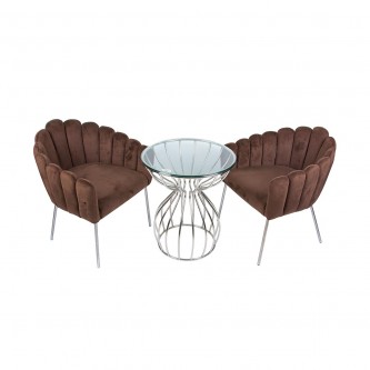 Glass table with 2 chairs, model PC5-823