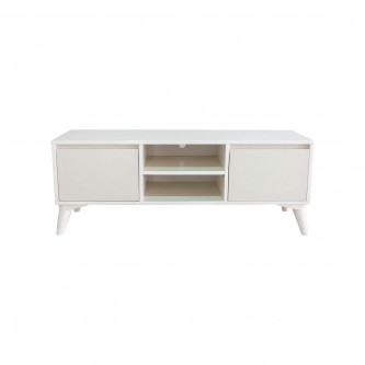 Wooden TV table with shelves 120 × 45 × 30 cm white