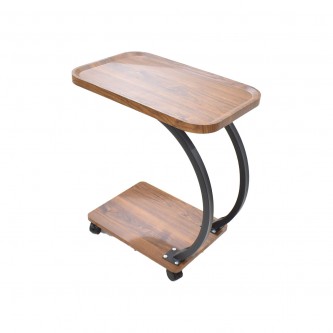 طاولة جانبية خشب متحركة 52 × 34 × 58 سم بني / اسود 