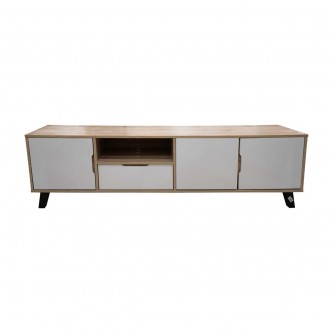 Wooden TV Table With Shelves Beige / White 180 x 40 x 50 cm