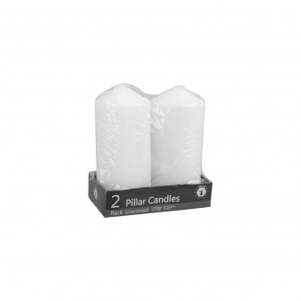 White cylindrical candle set of 2 pcs