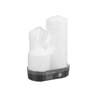 White cylindrical candle set of 3 pcs