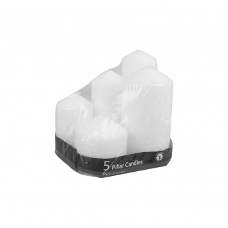 White cylindrical candle set of 5 pcs