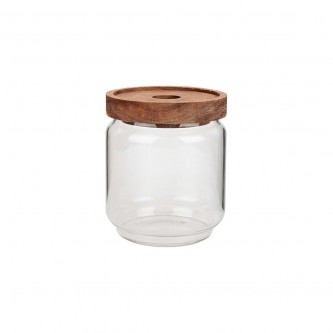 Marble Clear Glass Bottle With Wood Lid L0079S