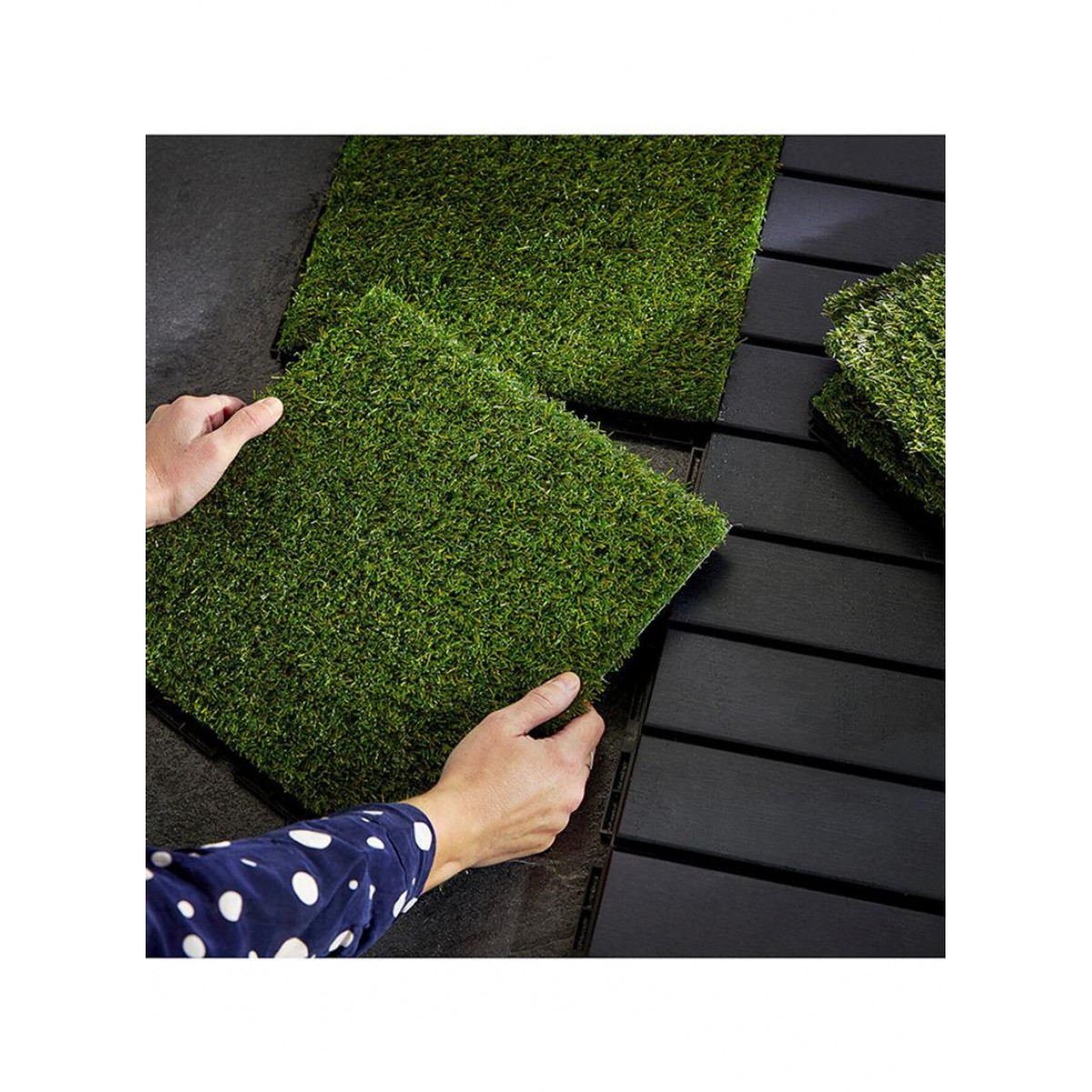 باركية ارضيات عشب صناعي اخضر 9 قطعة  30 × 30 سم