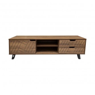 Wooden TV Table With Shelves 160 x 40 x 45 cm Brown