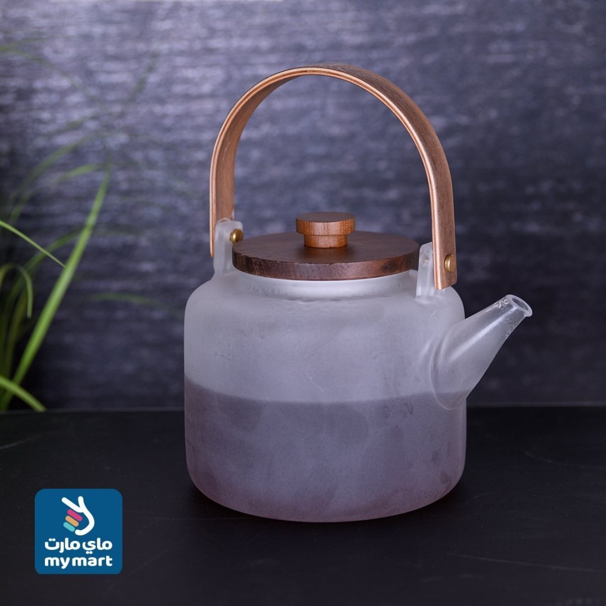 ابريق شاي زجاج بيد خشب كبير موديل 1008277 ابريق شاي زجاج بيد خشب كبير موديل 1008277