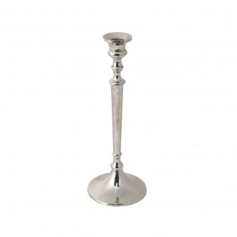 Silver Round Steel Candlestick 30 cm