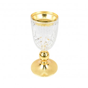 Clear Glass Incense Burner/Golden 9 x 21 cm