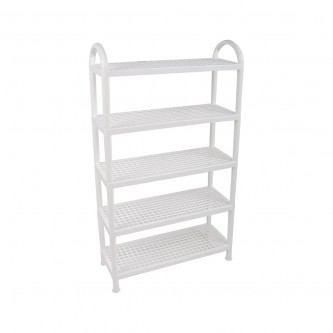 Rectangular plastic shoe rack 5 floors white