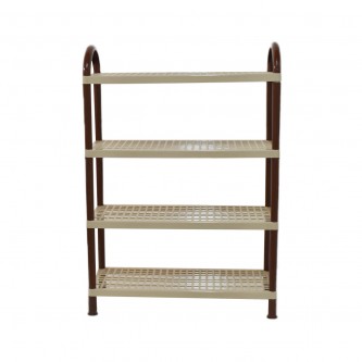 Rectangular plastic shoe rack 4 floors beige