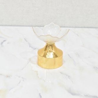 Revolving Glass Dessert Dish With Gold Steel Base 1008851