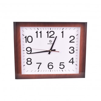 ساعة حائط بلاستيك مستطيلة 45 × 36 سم بني / ابيض 