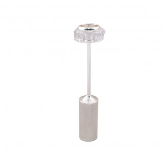 Candlestick silver steel with glass 37 cm