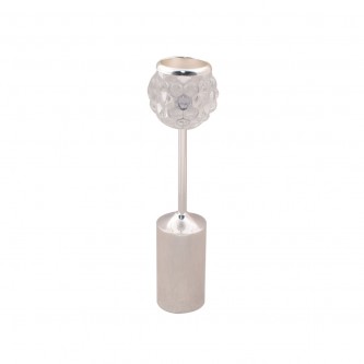 Candlestick silver steel with glass 31 cm