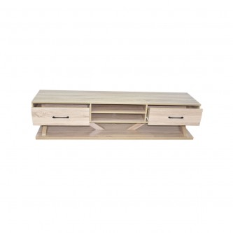 Wooden TV Table With 2 Zipper Drawers 160 x 40 x 41 cm beige