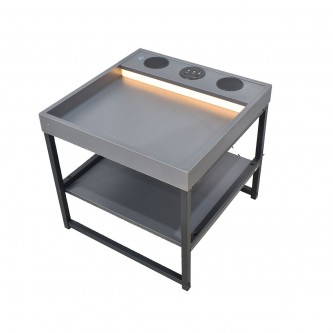 طاولة جانبية خشب مع مكبر صوت بلوتوث 50 × 50 × 46.5 سم رمادي