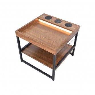 طاولة جانبية خشب مع مكبر صوت بلوتوث 50 × 50 × 46.5 سم بني 