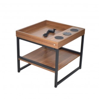 طاولة جانبية خشب مع مكبر صوت بلوتوث 50 × 50 × 46.5 سم بني 