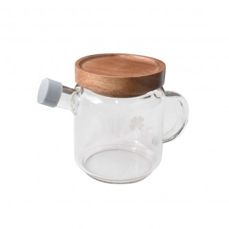 Glass oiler with wood cover 350 ml 50033904