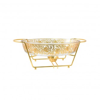 Oval glass heater with a golden steel base, model 14-023