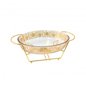 Oval glass heater with a golden steel base, model 14-023