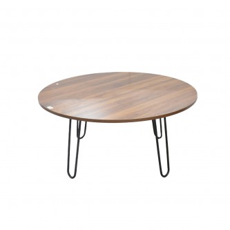 Brown Wood Round Service Table 100× 100× 46 cm ZM2251