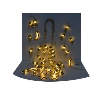 لمبه زينة رمضانية كهربائية شكل فانوس و هلال ونجمة ذهبي MM-6235